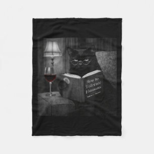 Cobertor De Velo Gato Preto Lendo Livro Foto de Gato Retro Divertid
