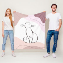 Gato Preto Minimalista Orgânico Boho Formas Monogr