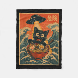 Cobertor De Velo Gato Preto Ramen Alien Ufo Divertido Japonês Kawai