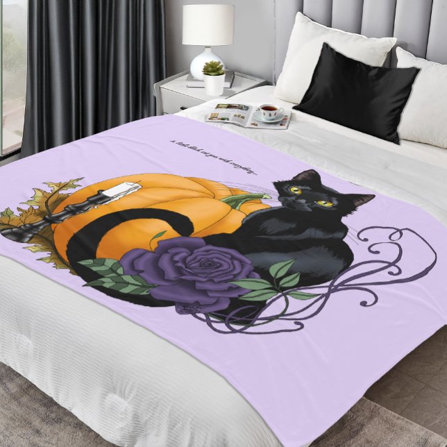Cobertor De Velo Gato Preto Rosa Roxa Abóbora Outono (Criador carregado)