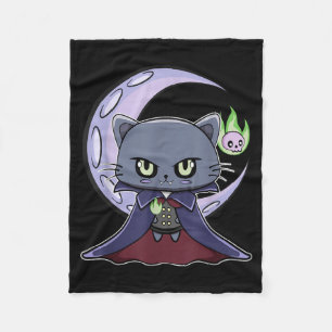 Cobertor De Velo Gato Preto Vampiro Drácula E Fogo Mágico Para