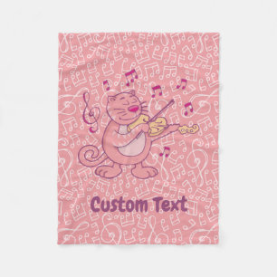 Cobertor De Velo Gato Rosa com Violino Fleece Blanket