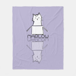 Cobertor De Velo Gato Roxo Fofo Reflexo Doodle Nome Personalizado
