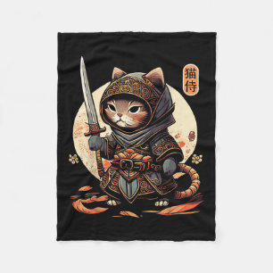 Cobertor De Velo Gato Samurai Cat Tattoo Kawaii Ninja