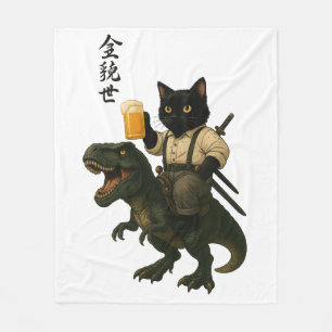 Cobertor De Velo Gato Samurai com Cerveja & T-Rex Arte Japonesa R