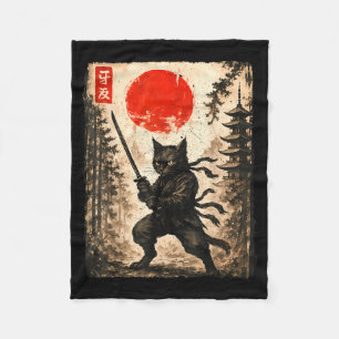 Cobertor De Velo Gato Samurai Japonês Gráfico Anime Masculino