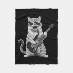 Cobertor De Velo Gato Tocando Guitarra Rock Star Rock And Roll Home