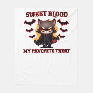 Cobertor De Velo Gato Vampiro Bravo Anseia Sangue Doce de Halloween
