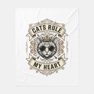 Cobertor De Velo Gatos Antigos Regem o Meu Coração Desenho de Gato 
