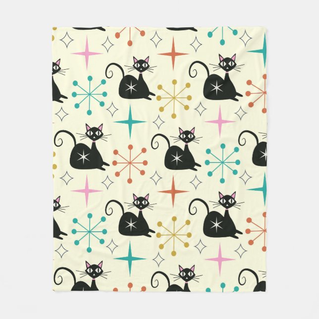 Cobertor De Velo Gatos Atômicos Pretos e Impulsos Estéreis de meio  (Frente)