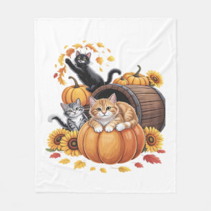 Cobertor De Velo Gatos Caem Autumn Pumpkins Ação de Graças Girassol