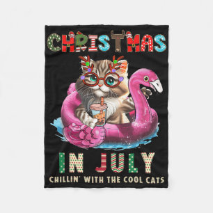 Cobertor De Velo Gatos Chillando no Flamingo Float Meow no Natal de