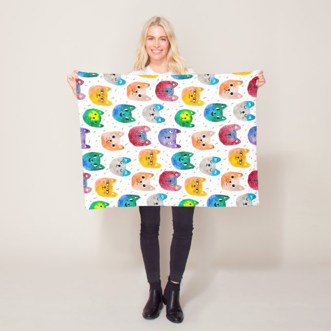 Cobertor De Velo Gatos com aquarelas e amigos (In Situ)