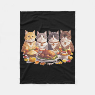 Cobertor De Velo Gatos de Ação de Graças Jantar Festa Vintage Outon