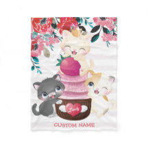 Gatos de Desenho Animado Floral Caprichoso Cupcake