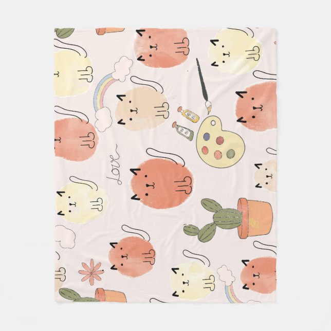 Cobertor De Velo Gatos De Gatinhos-gatinhos: Padrões Animais Bons (Frente)