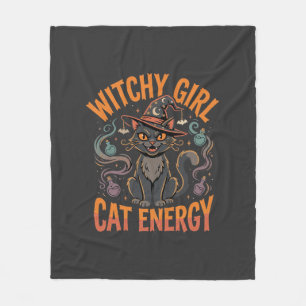 Cobertor De Velo Gatos de Halloween Bruxas Vibes