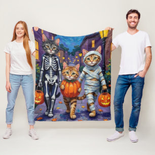Cobertor De Velo Gatos de Maine Coon Trick-or-Tratating no Hallowee