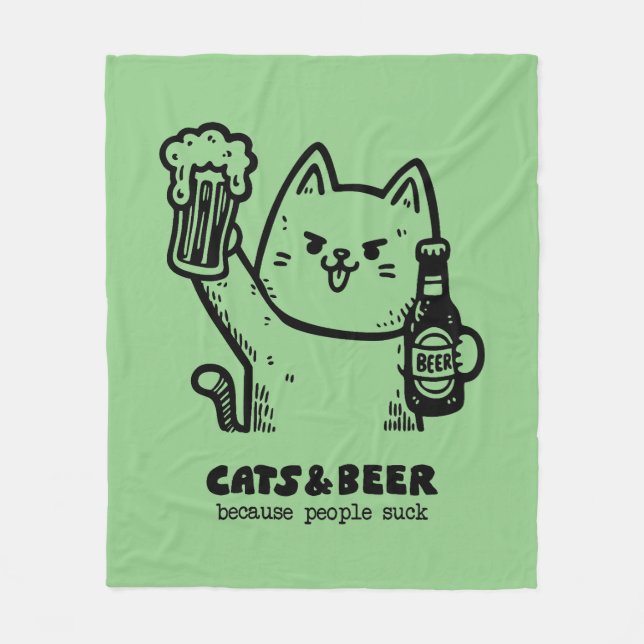 Cobertor De Velo Gatos e cerveja 1 (Frente)