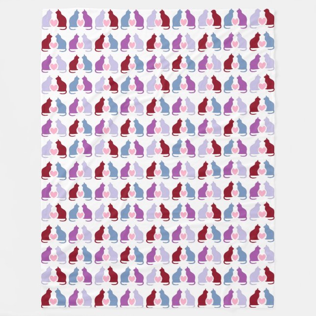 Cobertor De Velo Gatos e corações (Frente)