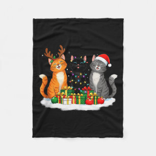 Cobertor De Velo Gatos e Gatinhos Fofos de Natal com Chapéu de Papa