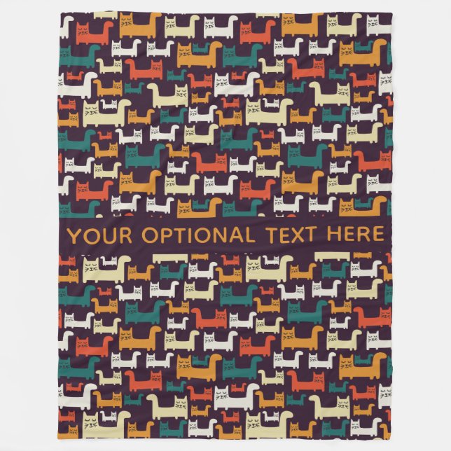 Cobertor De Velo Gatos Engraçados Padrões de texto personalizados (Frente)