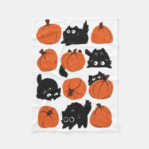 Cobertor De Velo Gatos Engraçados Retro Groovy Pumpkin Halloween Th