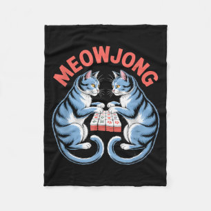 Cobertor De Velo Gatos Meowjong Engraçados Jogando Peças de Mahjong