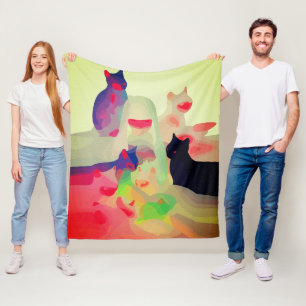Cobertor De Velo Gatos Místicos & Espíritos – Arte Abstrato e Vibra