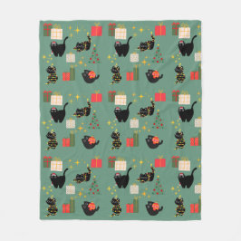 Cobertor De Velo Gatos Pretos de Natal