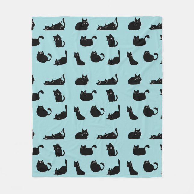 Cobertor De Velo Gatos Pretos Engraçados (Frente)