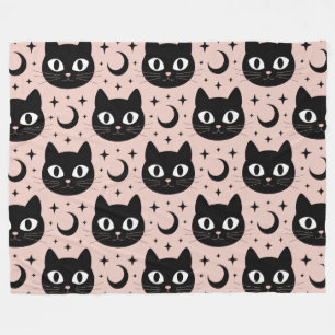 Cobertor De Velo Gatos Pretos Fofos & Halloween Celestial