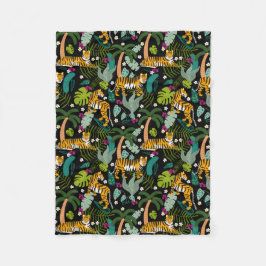 Cobertor De Velo Gatos Safari Pretos Da Selva Botânica Do Tigre Tro