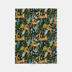 Cobertor De Velo Gatos Safari Pretos Da Selva Botânica Do Tigre Tro