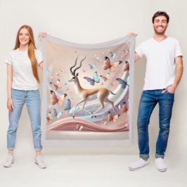 Cobertor De Velo Gazelle and Butterflies Fantasy Art