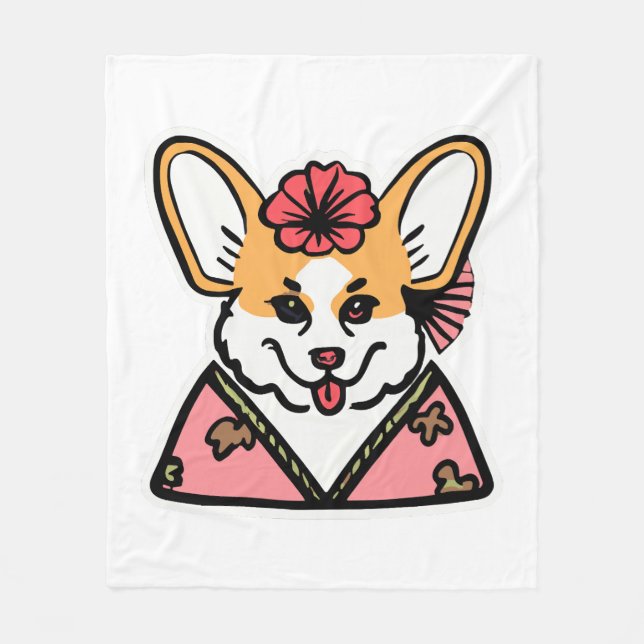 Cobertor De Velo Geisha Corgi Dog Lover Welsh (Frente)