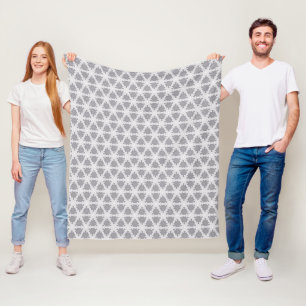 Cobertor De Velo Gelo Cinza Grade Branco