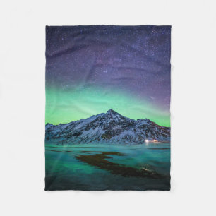 Cobertor De Velo Gelo e neve Aurora Borealis Via Látea Islândia