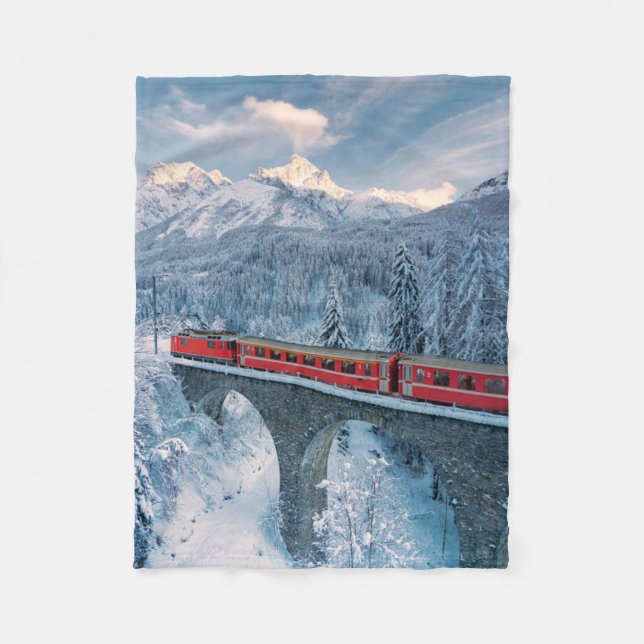 Cobertor De Velo Gelo e neve | Suiça de trem Red Bernina Express (Frente)