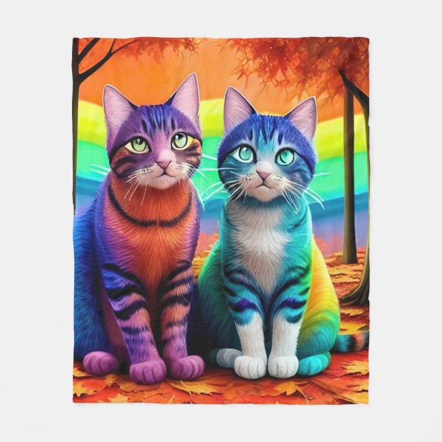 Cobertor De Velo Gêmeos da arte digital de gatos-56467 (Frente)