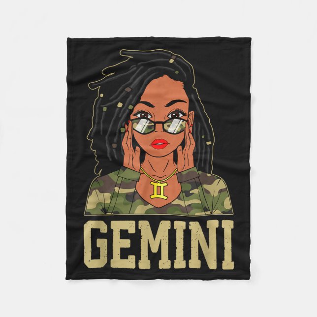Cobertor De Velo Gemini Loc'd Hair Sy Black Woman Camo Melanin Girl (Frente)