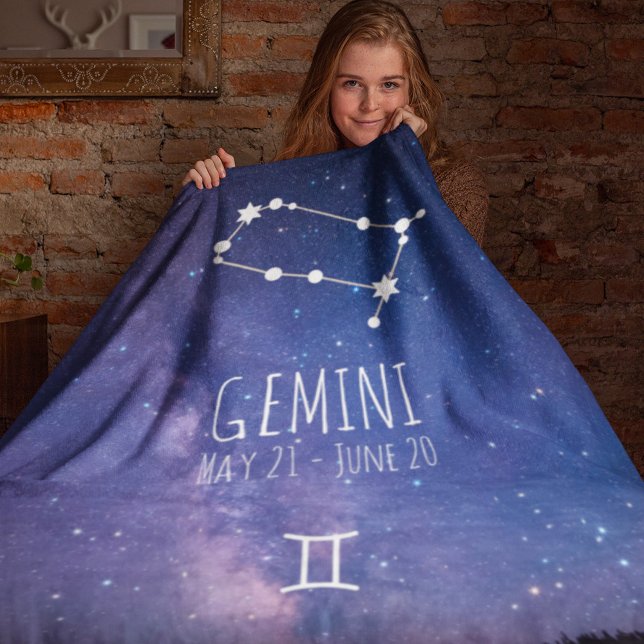Cobertor De Velo Gemini | Personalized Zodiac Constellation (Criador carregado)