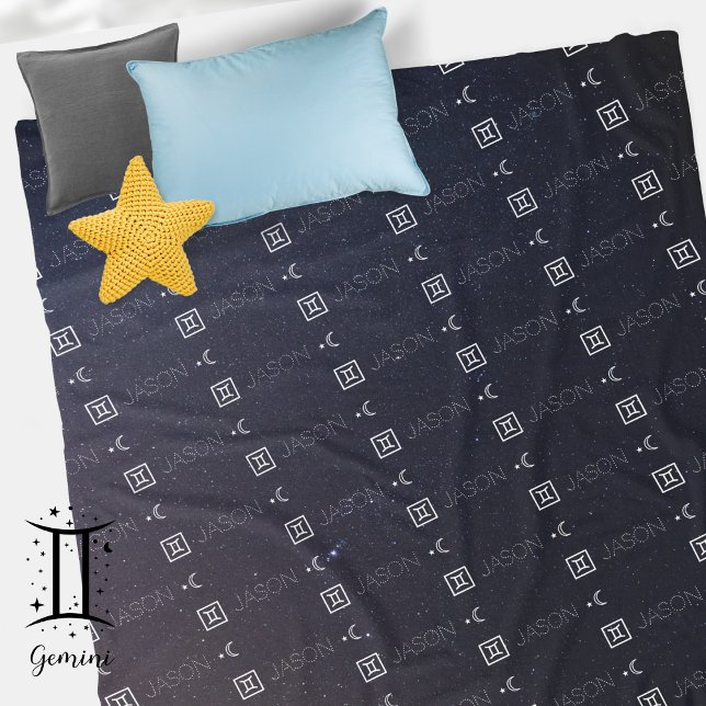 Cobertor De Velo Gemini Zodiac - Símbolo de Nome Constelação Astrol (Gemini Zodiac Sign Symbol Personalized Repeating Name Seamless Pattern Starry Night Sky Moon 
)