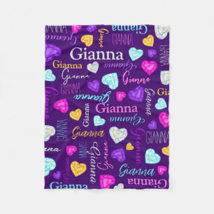 Cobertor De Velo Gemstones corações personalizados Gianna colorida