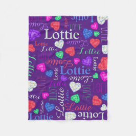 Cobertor De Velo Gemstones corações personalizados nome lotado colo