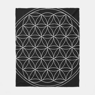 Cobertor De Velo Geometria Sagrada: Flor da Vida Preto e Branco