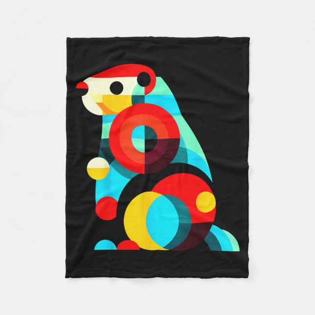 Cobertor De Velo Geometric Minimalism Modern Illustration Groundhog (Frente)