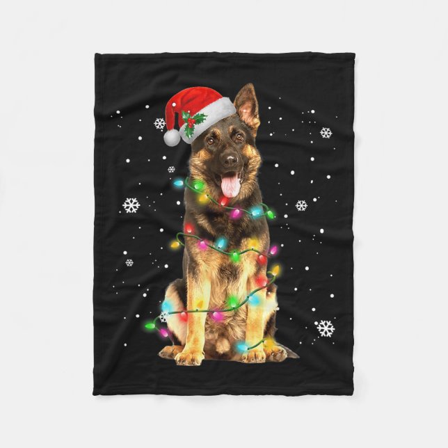 Cobertor De Velo German shepherd Cão Árvore Natal Doce Xmas Do (Frente)