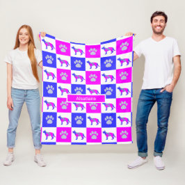 Cobertor De Velo German shepherd Cão e Pata Imprimir Rosa Quente e