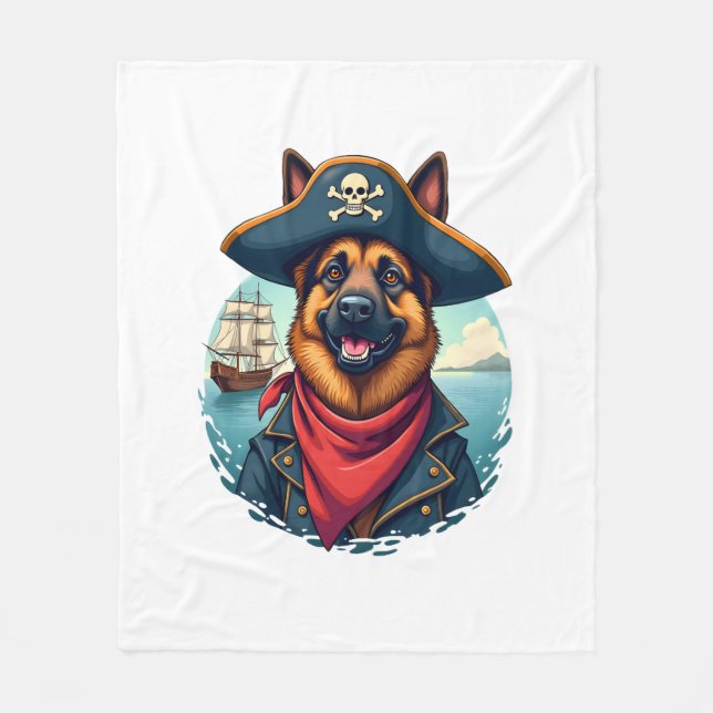 Cobertor De Velo German Shepherd Dog Pirate Copy (Frente)